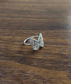 Butterfly Set Diamonds Halo Motif 18K Karat White Gold Animal Statement Ring