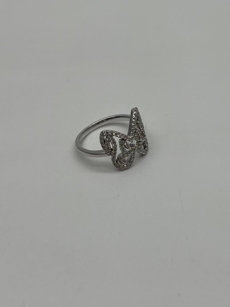 Butterfly Set Diamonds Halo Motif 18K Karat White Gold Animal Statement Ring For Sale 1