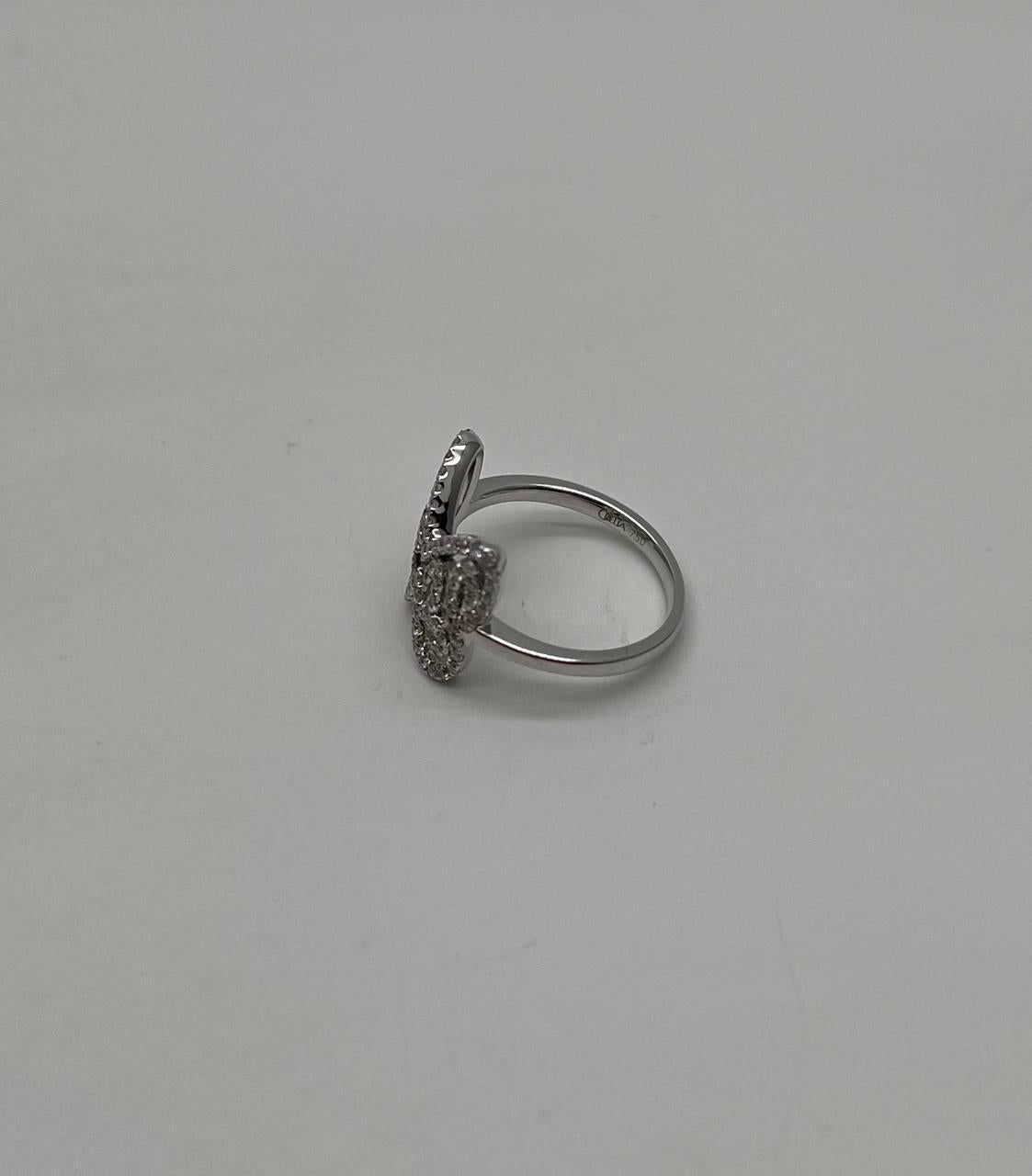 Butterfly Set Diamonds Halo Motif 18K Karat White Gold Animal Statement Ring For Sale 2