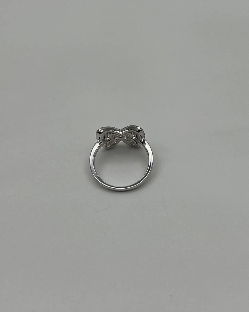Butterfly Set Diamonds Halo Motif 18K Karat White Gold Animal Statement Ring For Sale 3