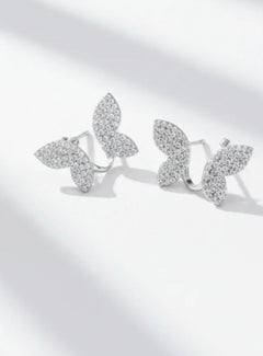 Butterfly Shaped Earring 925 Silver Natural Pave Diamond Earring Gift For Women