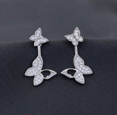 Ohrringe in Schmetterlingsform 925 Sterling Silber Natürlicher Pave Diamant Ohrring