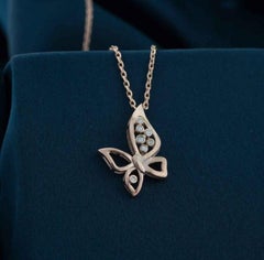 Butterfly Shaped Moissanite Necklace 925 Sterling Silver Beautiful Gift For Her.