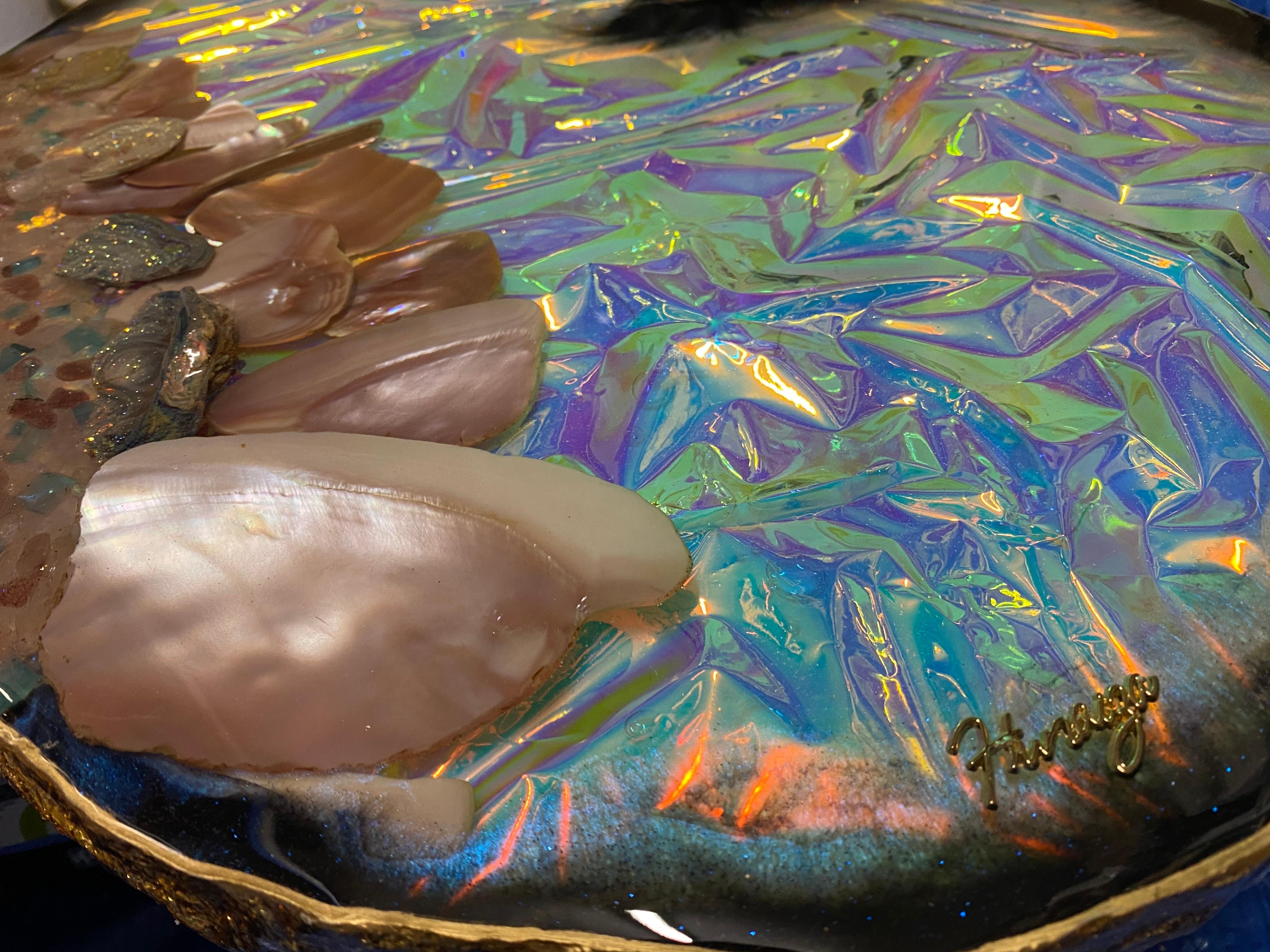 Mesa geoda de ópalo en forma de mariposa Art Decó en venta