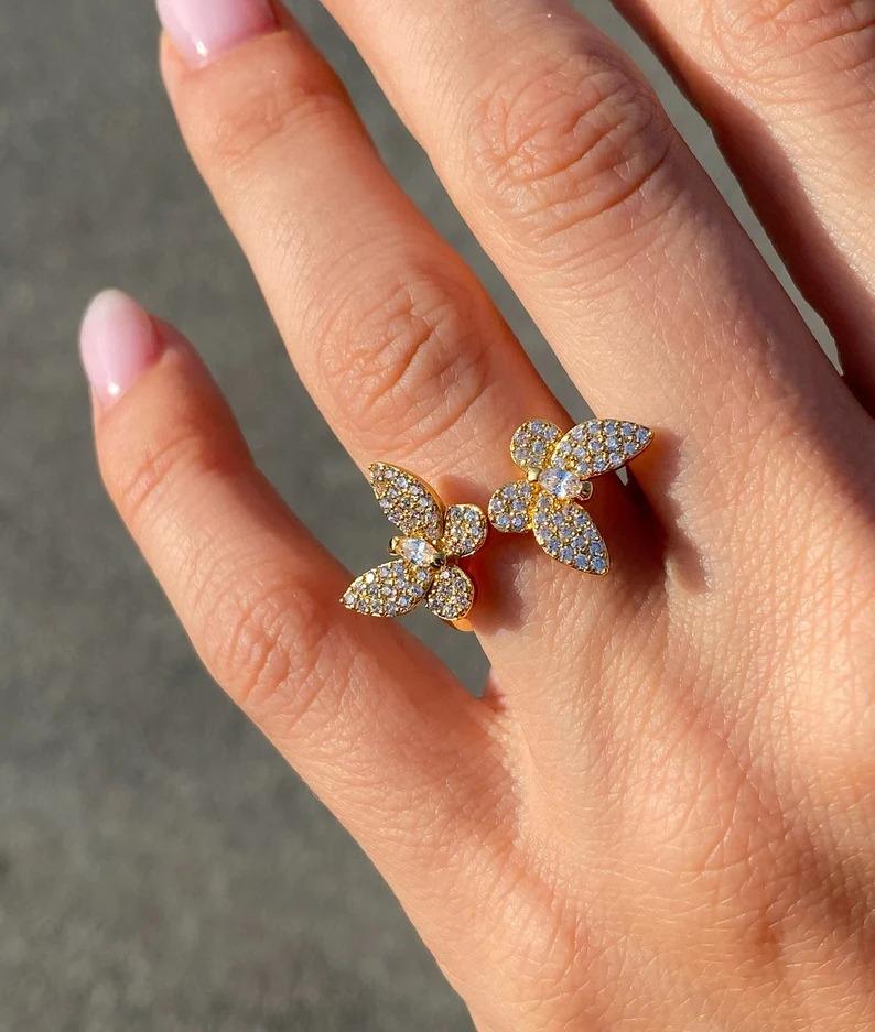  Bague de mariage papillon en argent sterling 925 et Moissanite papillon Unisexe 