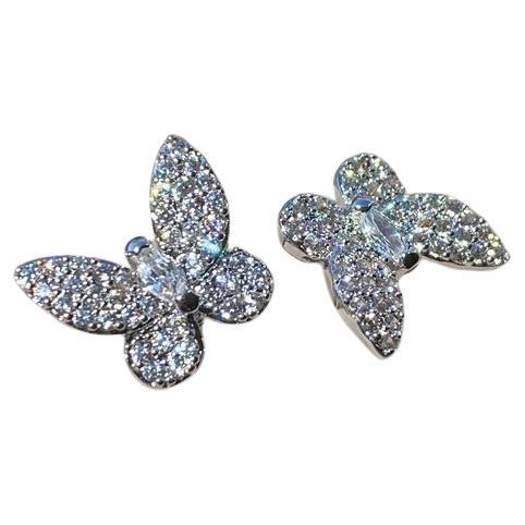 Art déco Bague de mariage papillon en argent sterling 925 et Moissanite papillon
