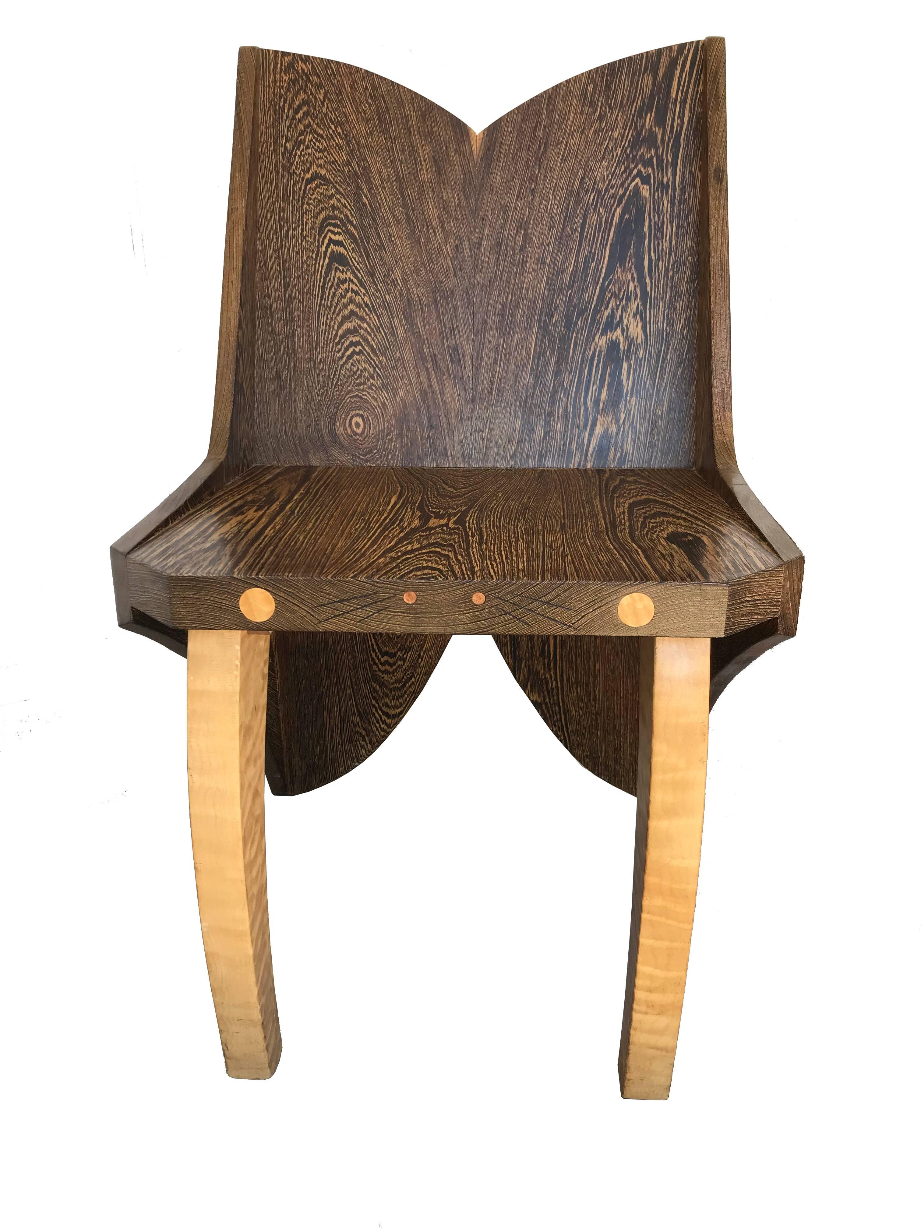 Butterfly Solid Wenge and Zebra Wood Chair 4