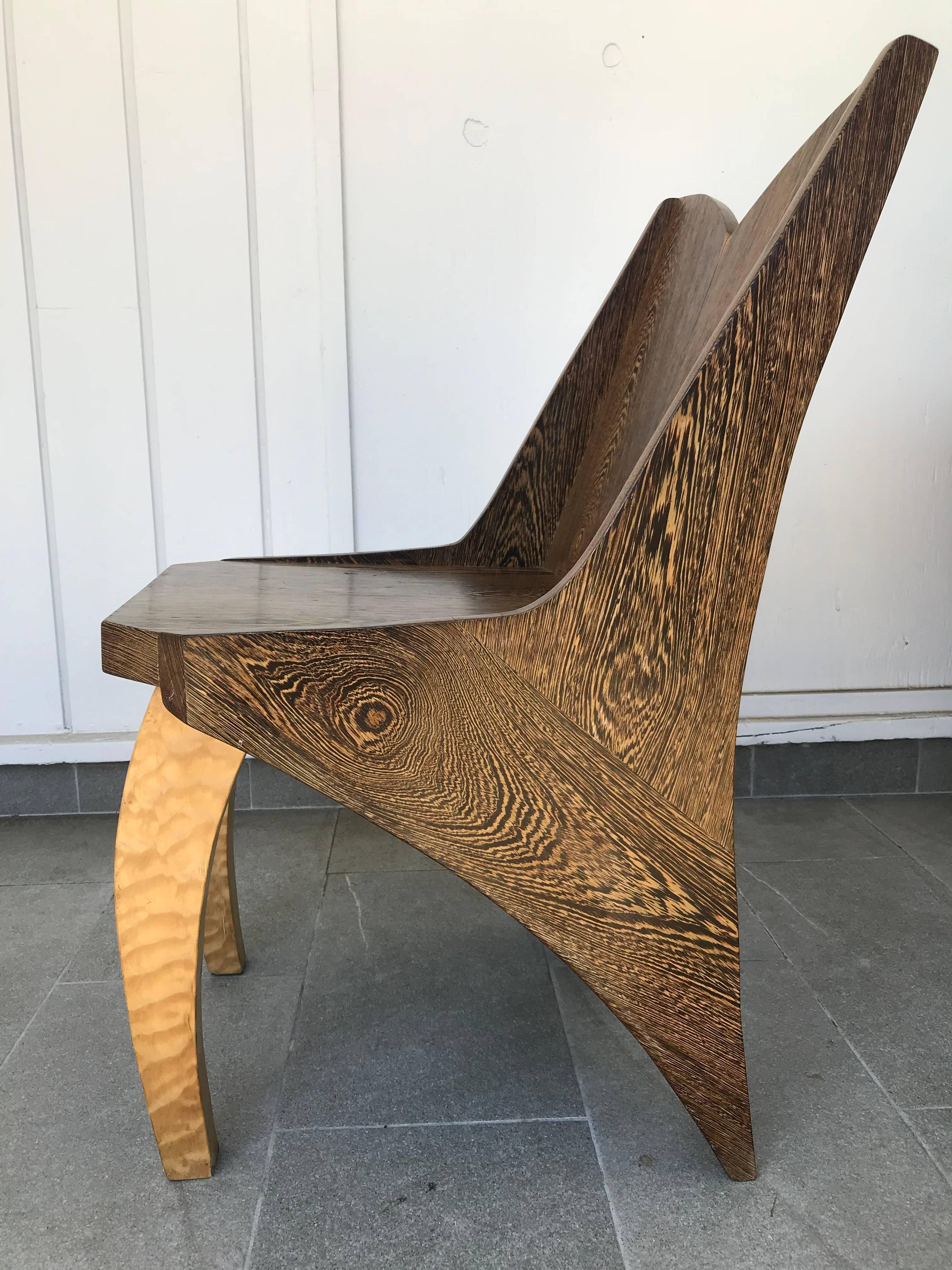 Butterfly Solid Wenge and Zebra Wood Chair 6