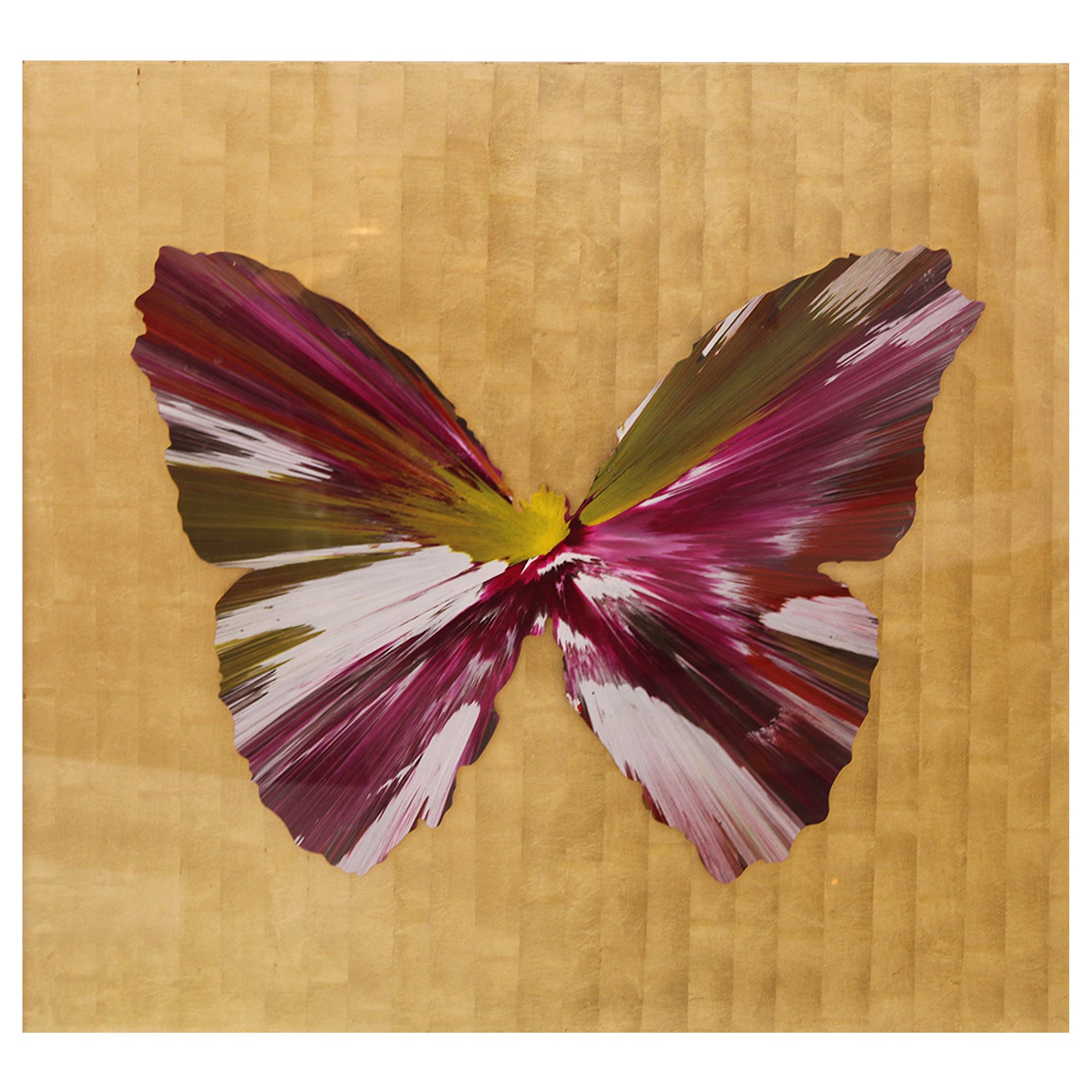  Schmetterlings Spin-Gemälde 2009 Gerahmt auf 18k Blatt Gold, Damien Hirst, Kunstwerk im Angebot