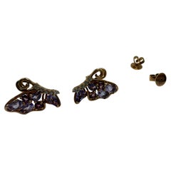 Butterfly Stud earrings with sapphires and diamonds 18KT gold