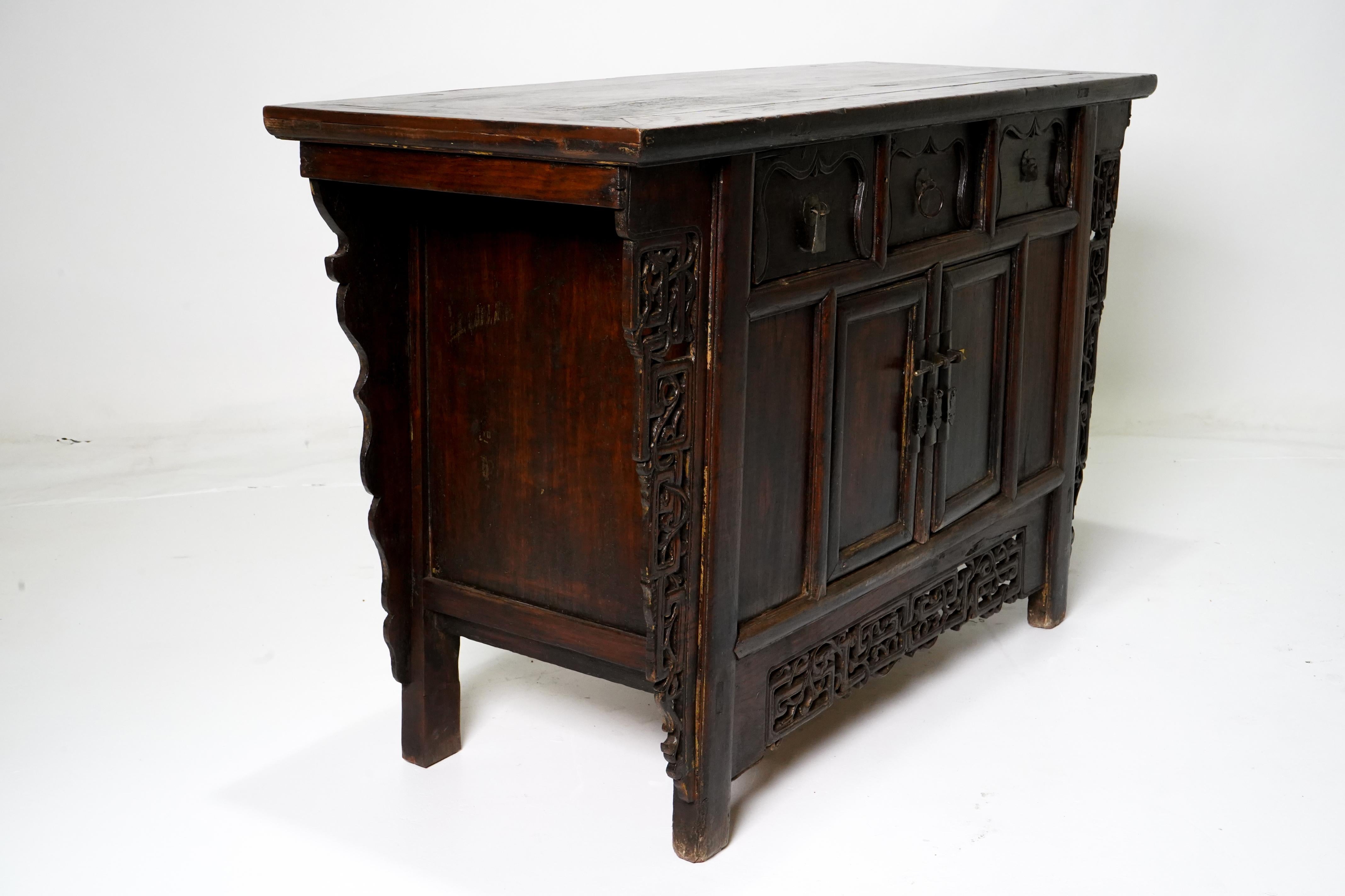 19th Century Butterfly Style Storage Cabinet with Carved Spandrels 