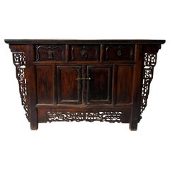 Butterfly Style Storage Cabinet with Carved Spandrels 