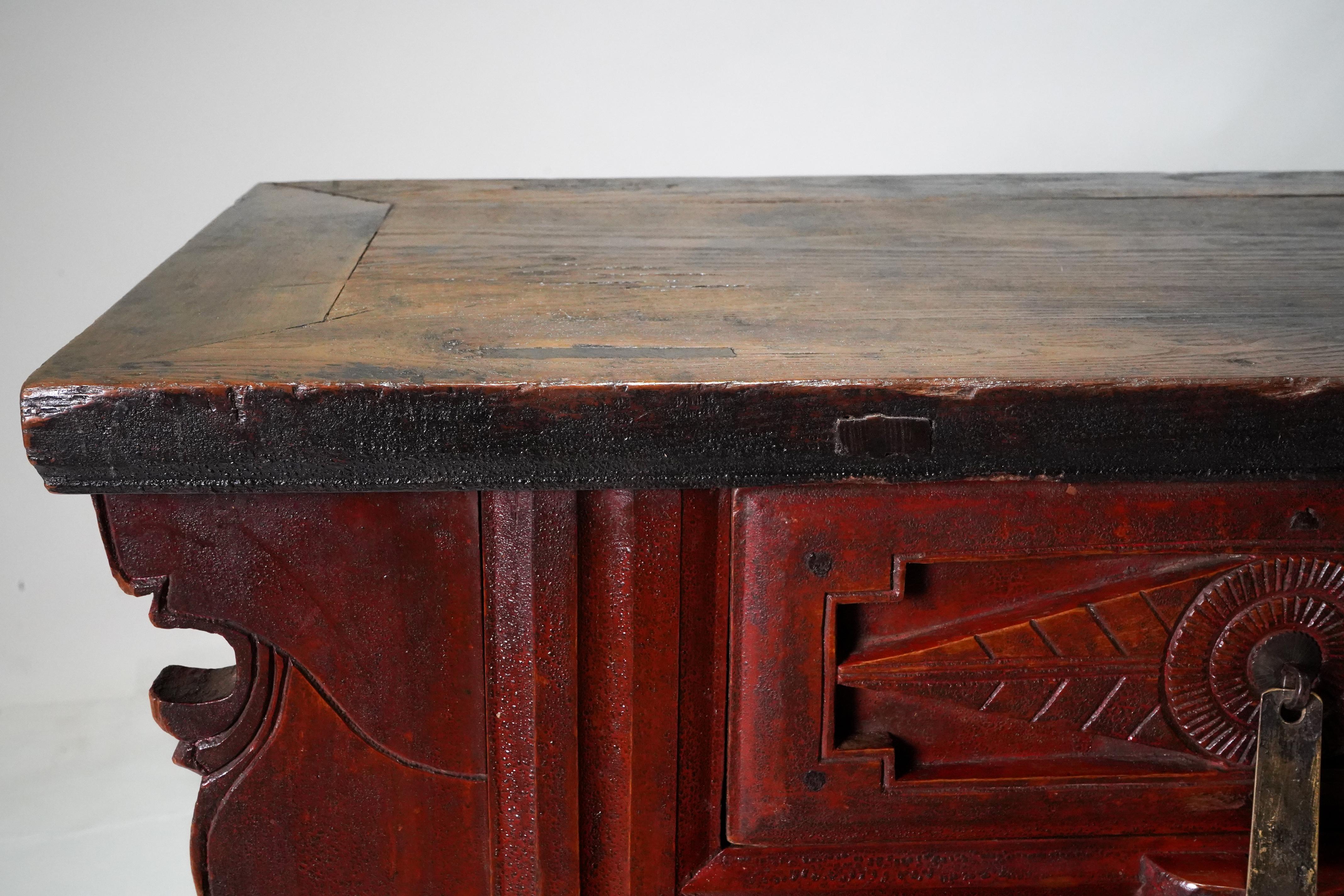 Butterfly Style Storage Chest with 2 Drawers, Original Patina For Sale 2