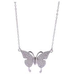 Butterfly Styled Charm 925 Silver Natural Pave Diamond Pendant Anniversary Gift.
