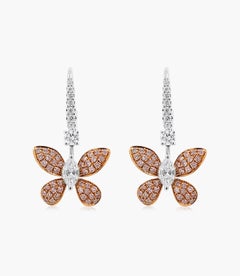 Butterfly styled earrings with rare Argyle Pink diamonds & White diamonds
