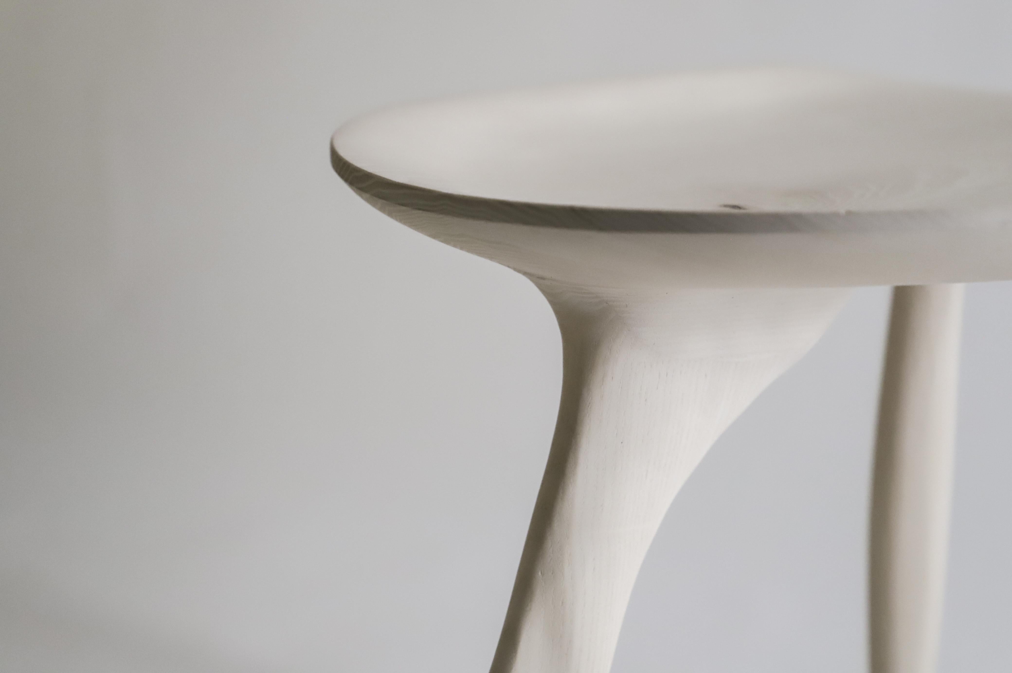French Butterfly Sycamore Stool, Hand-Sculpted and Signed by Cedric Breisacher