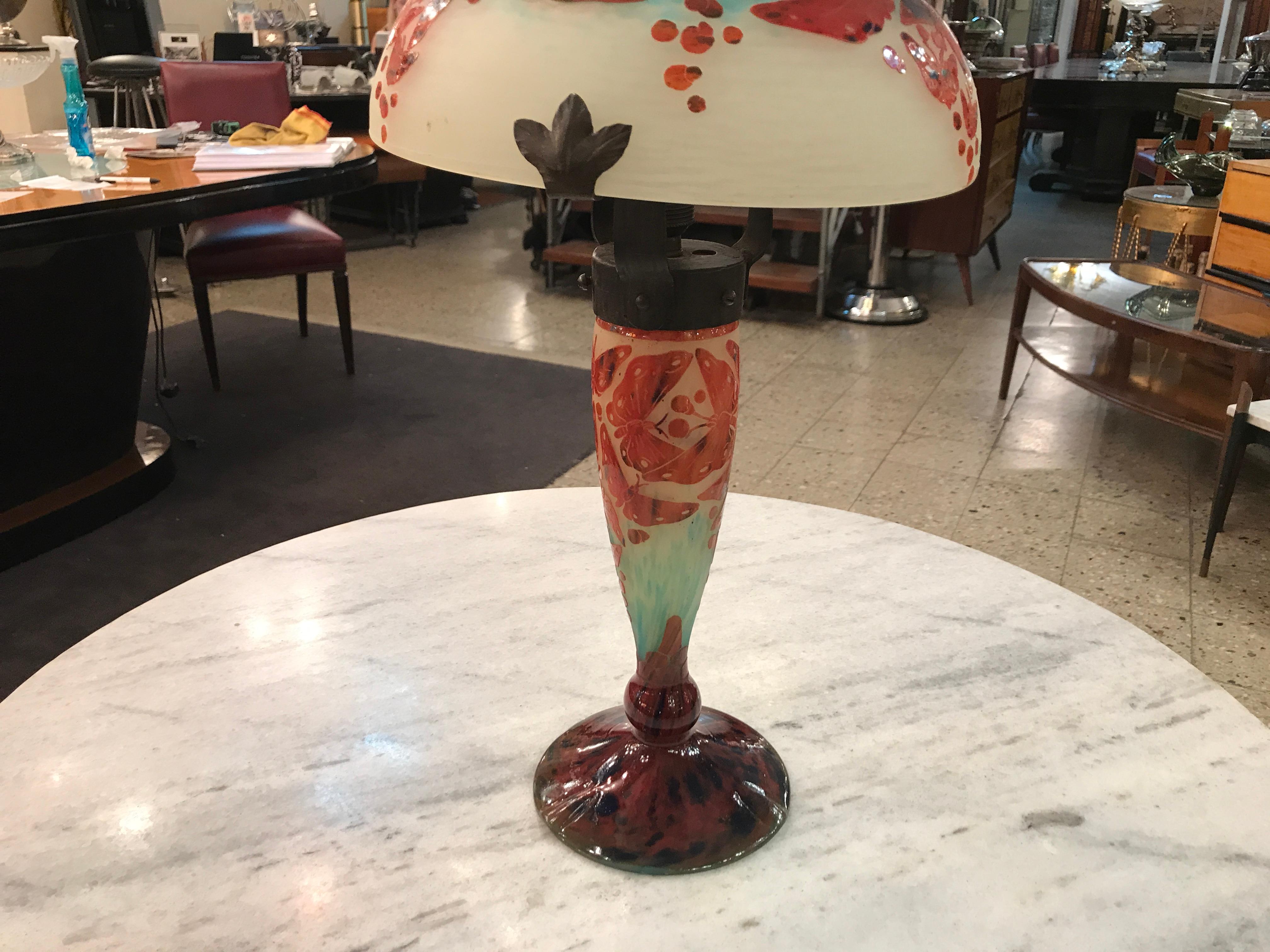 Lampe de table papillon français, 1923, style Art nouveau en vente 8
