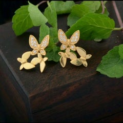 Butterfly Tiny Ohrstecker 14k Massivgold Diamant Designer-Hochzeitsschmuck
