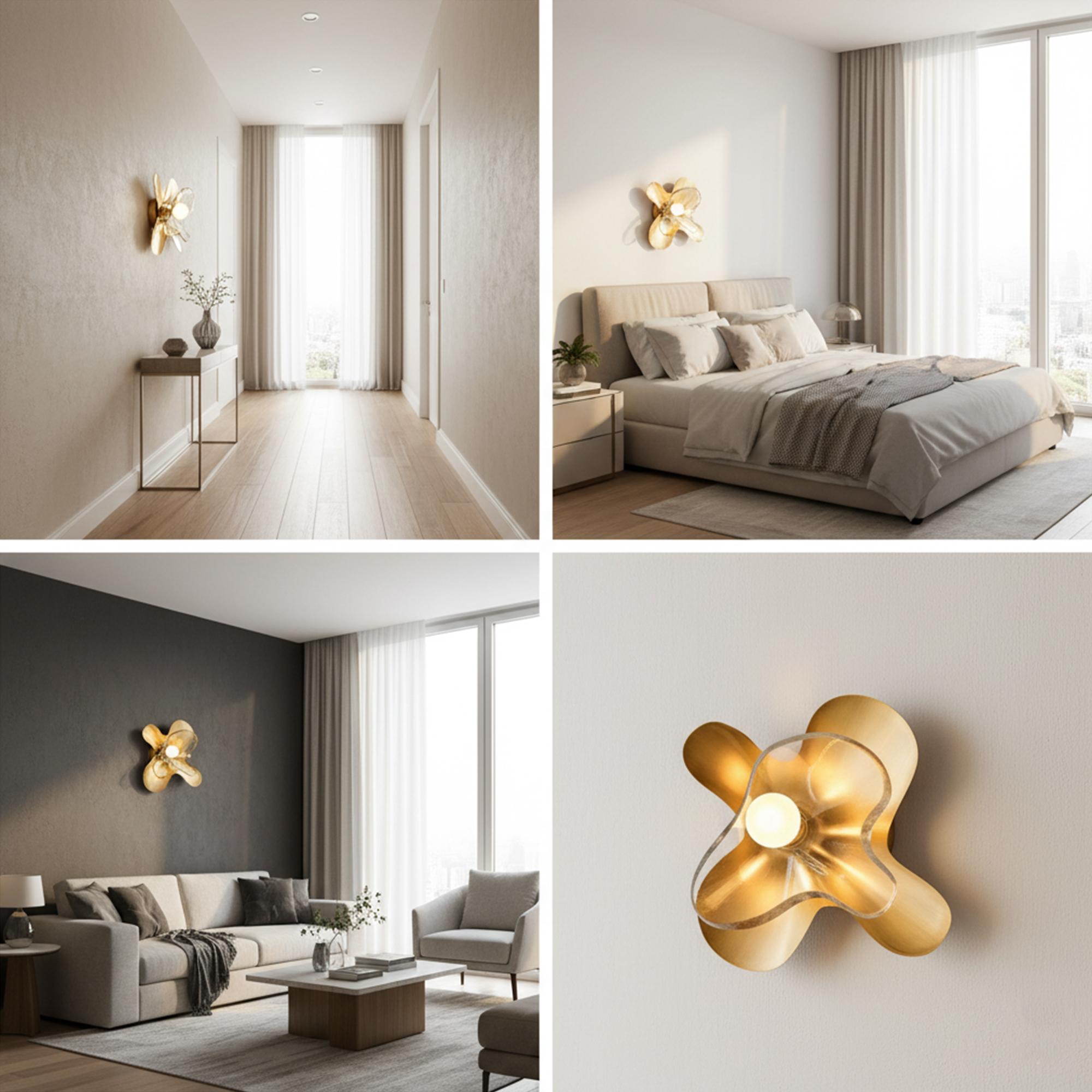Ottone Farfalla a parete - Elegance Brass - Design/One di illuminazione in vetro e opzioni di colore in vendita