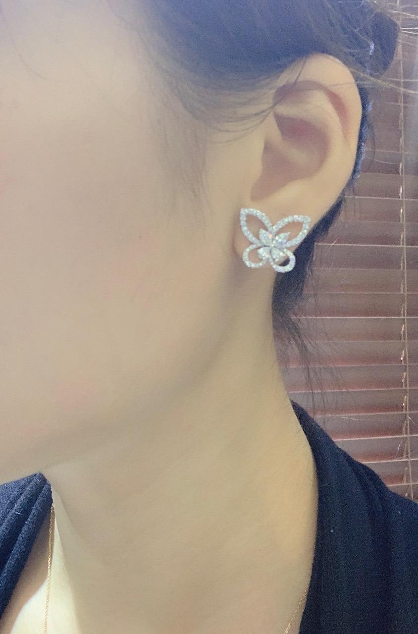 KAHN Butterfly White Diamond Jacket Earring For Sale 2