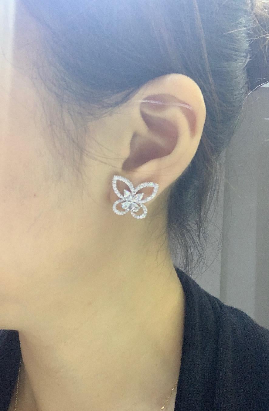 KAHN Butterfly White Diamond Jacket Earring For Sale 3