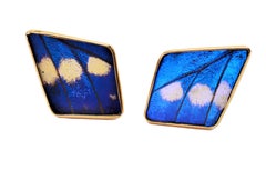 One -of -a Kind Authentic Butterfly Wings 18 Karat Yellow Gold Cufflinks