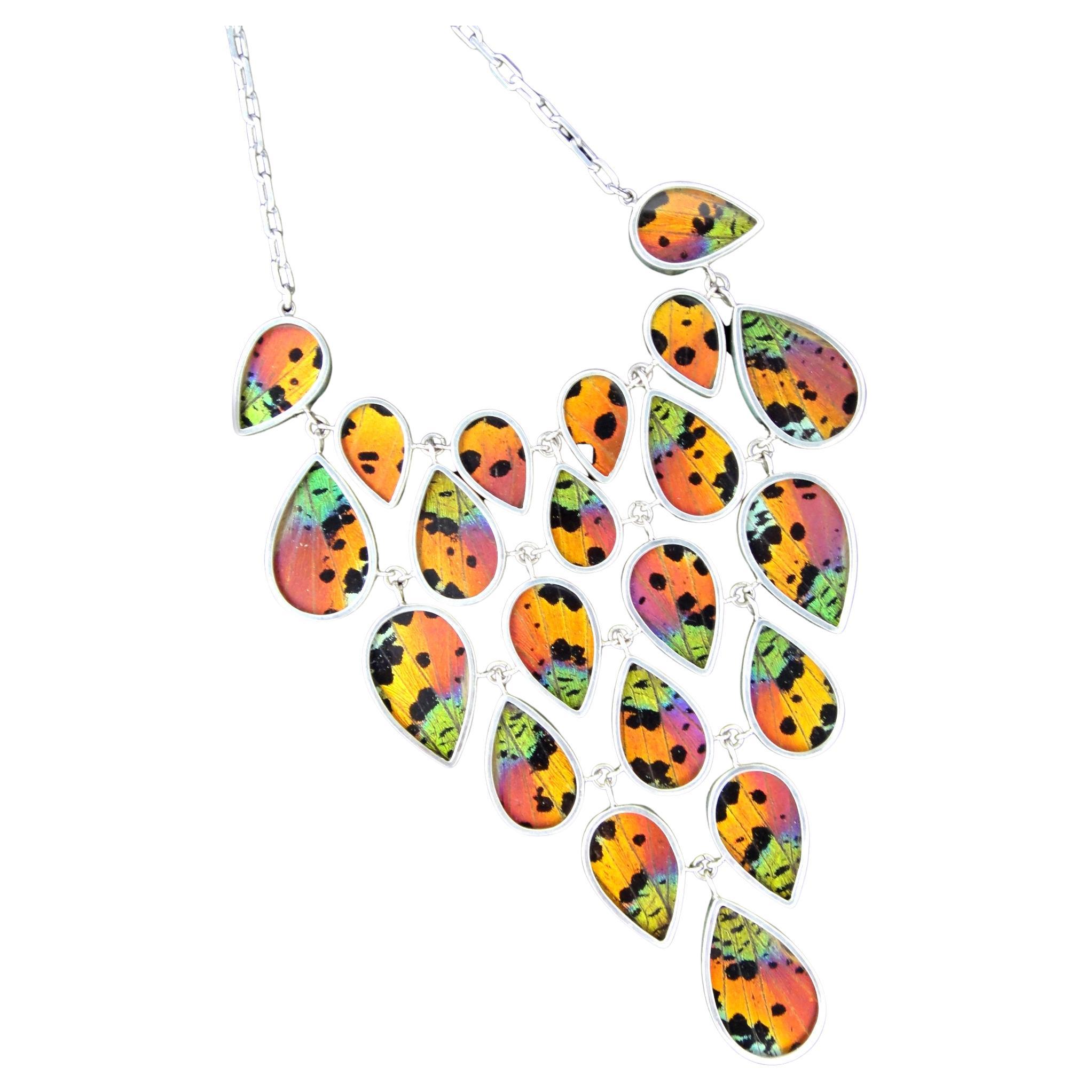 Butterfly Wing Necklace "Sunset Moth" For Sale