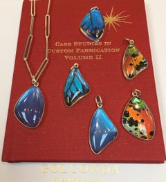 Butterfly Wing, Rock Crystal and Sterling Silver Pendant