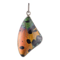 Butterfly Wing, Rock Crystal & Sterling Silver Pendant