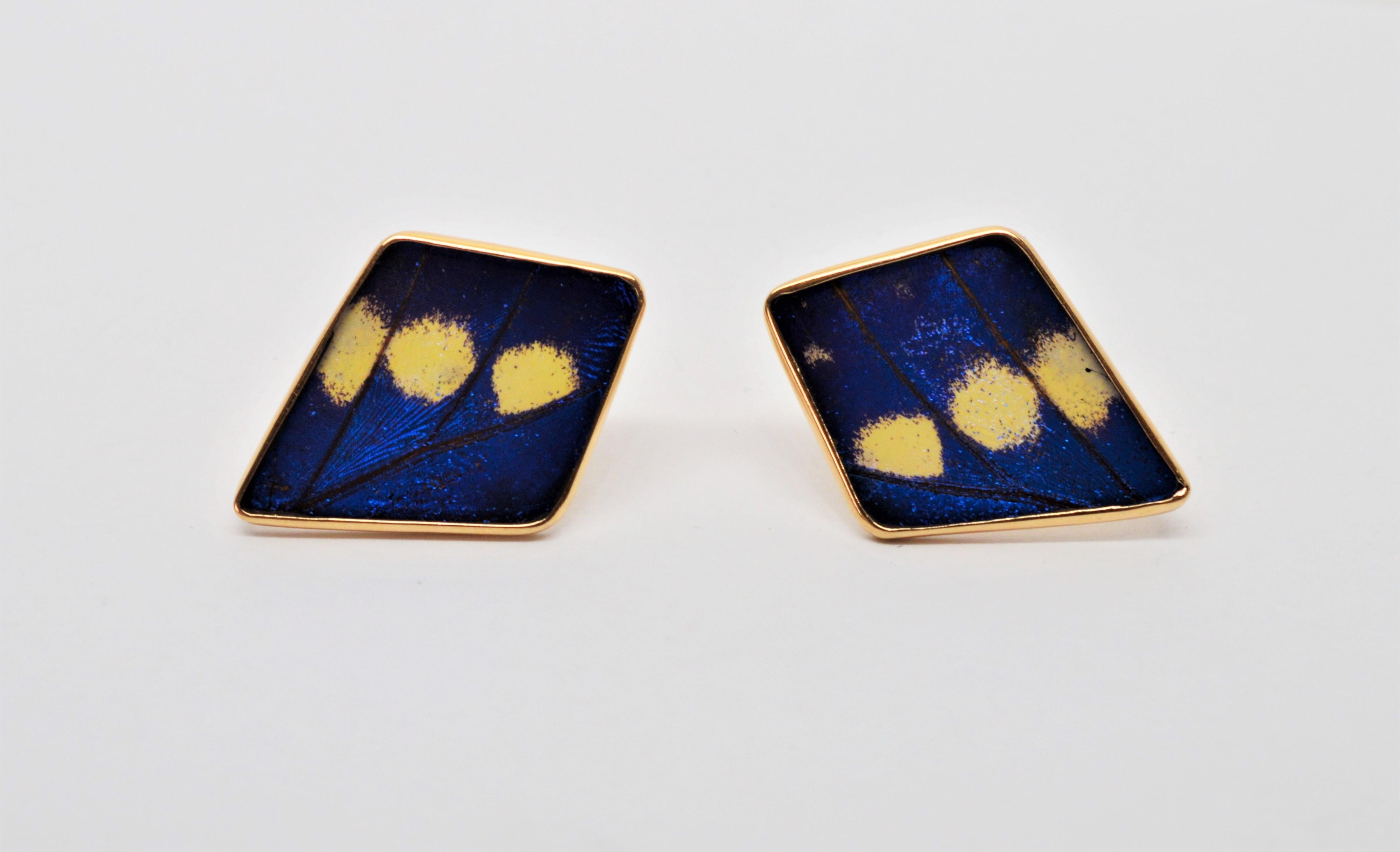 Butterfly Wing Artisan 18K Yellow Gold Cufflinks For Sale 1