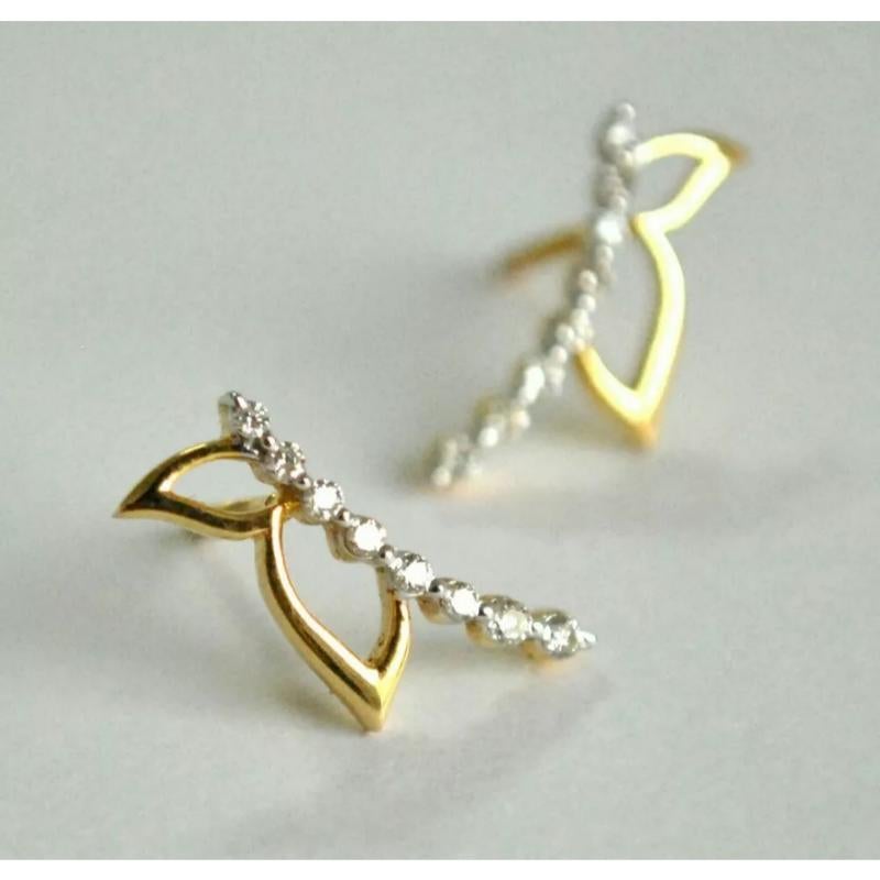 Schmetterlingsflügel-Ohrstecker 14k Gold Diamant-Schmetterlingsohrringe Tops (Rundschliff) im Angebot