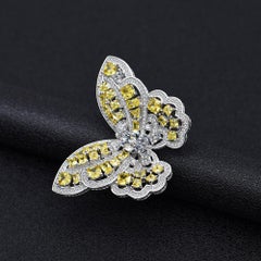 Butterfly Yellow Topaz Lab Diamond Ring Sterling Silver