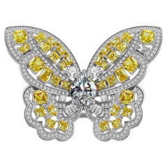 Butterfly Yellow Topaz Lab Diamond Ring Sterling Silver 