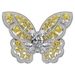 Butterfly Yellow Topaz Lab Diamond Ring Sterling Silver