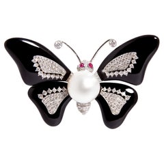 Alfiler Broche Butterly Diamante Ónice Diseño de Ella Gafter