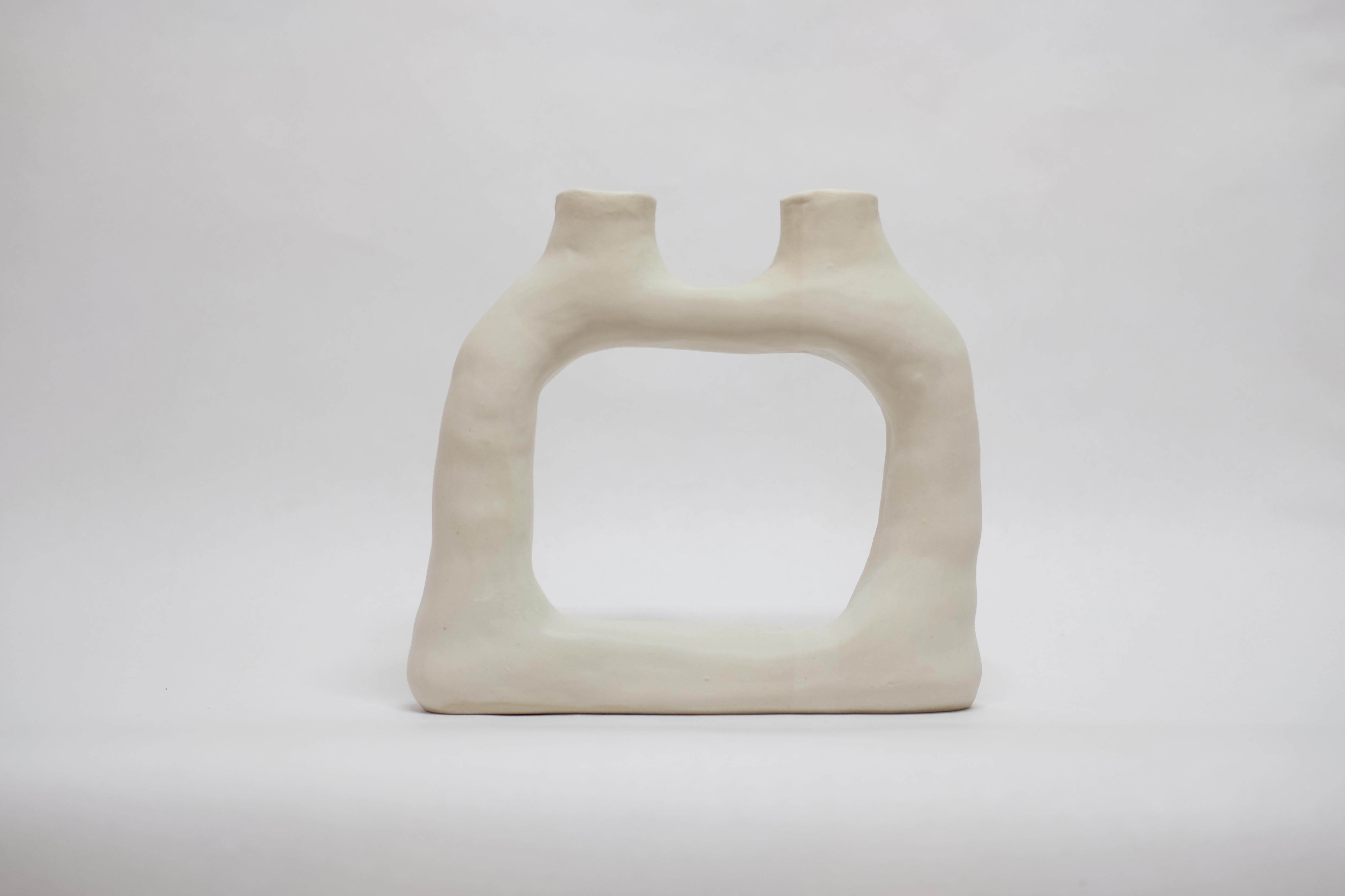 Modern Buttermilk Dual No.2 Stoneware Vase by Camila Apaez For Sale