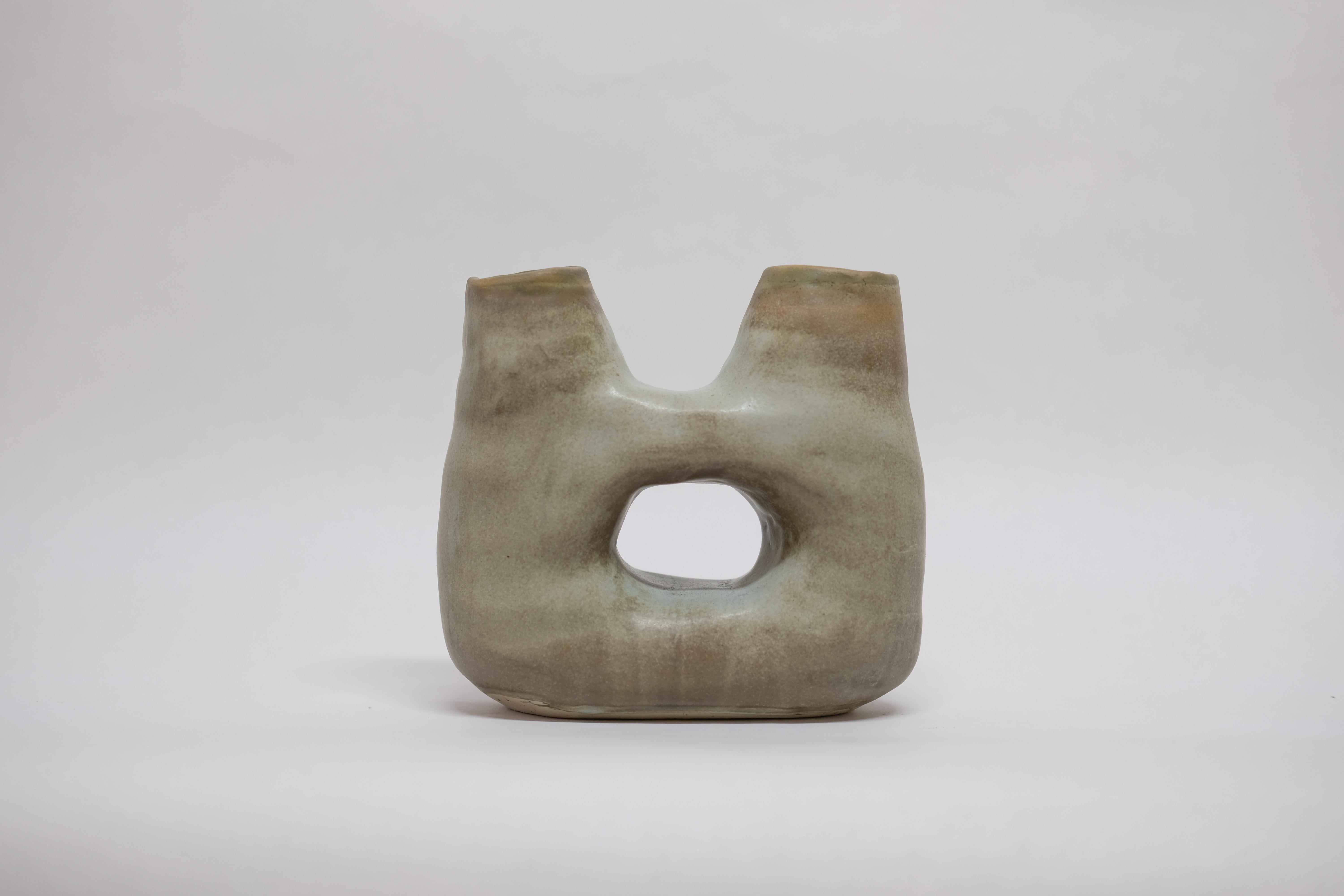 Contemporary Buttermilk Dual No.2 Stoneware Vase by Camila Apaez For Sale