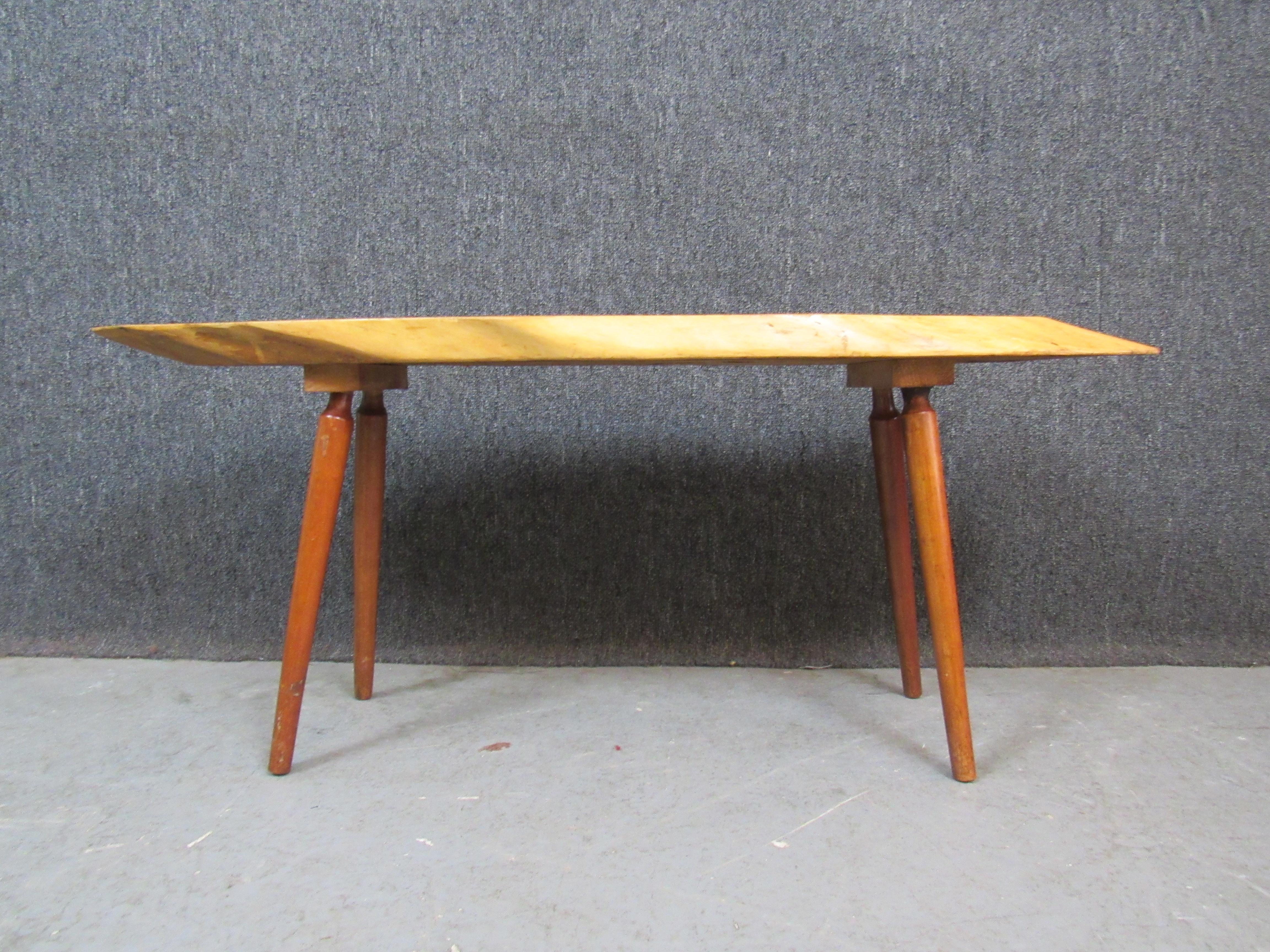 Mid-Century Modern Butternut Live Edge Bench by Roy Sheldon of Vermont For Sale