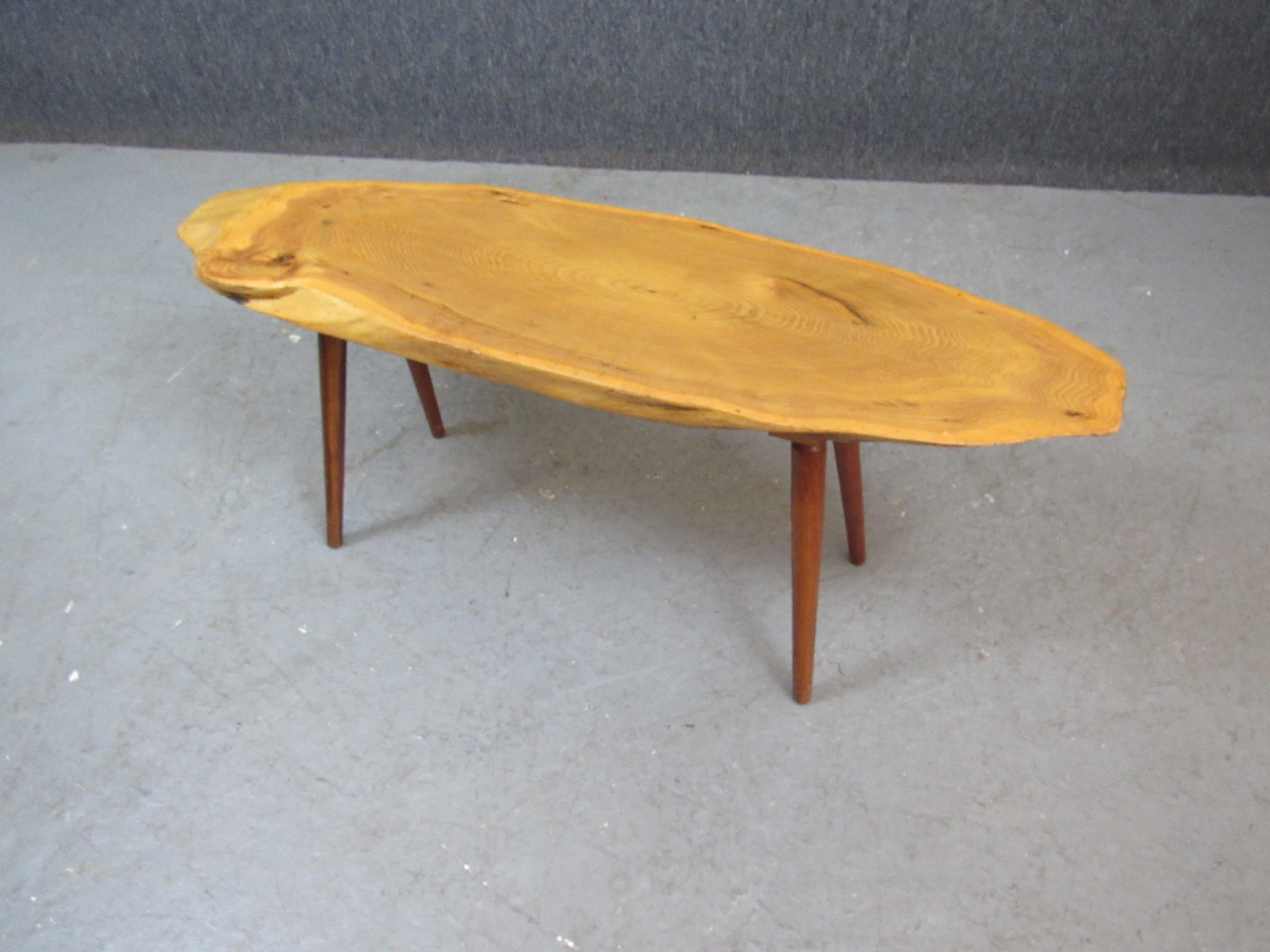 Mid-Century Modern Butternut Live Edge Bench by Roy Sheldon of Vermont For Sale