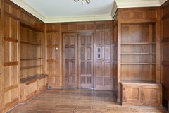 Butternut 'White Walnut' 1929 Paneled Library with Bookcases & Doors Complete