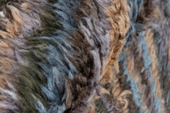 Butterscotch Brown and Sky Blue Moroccan Wool Rug in Square Shape