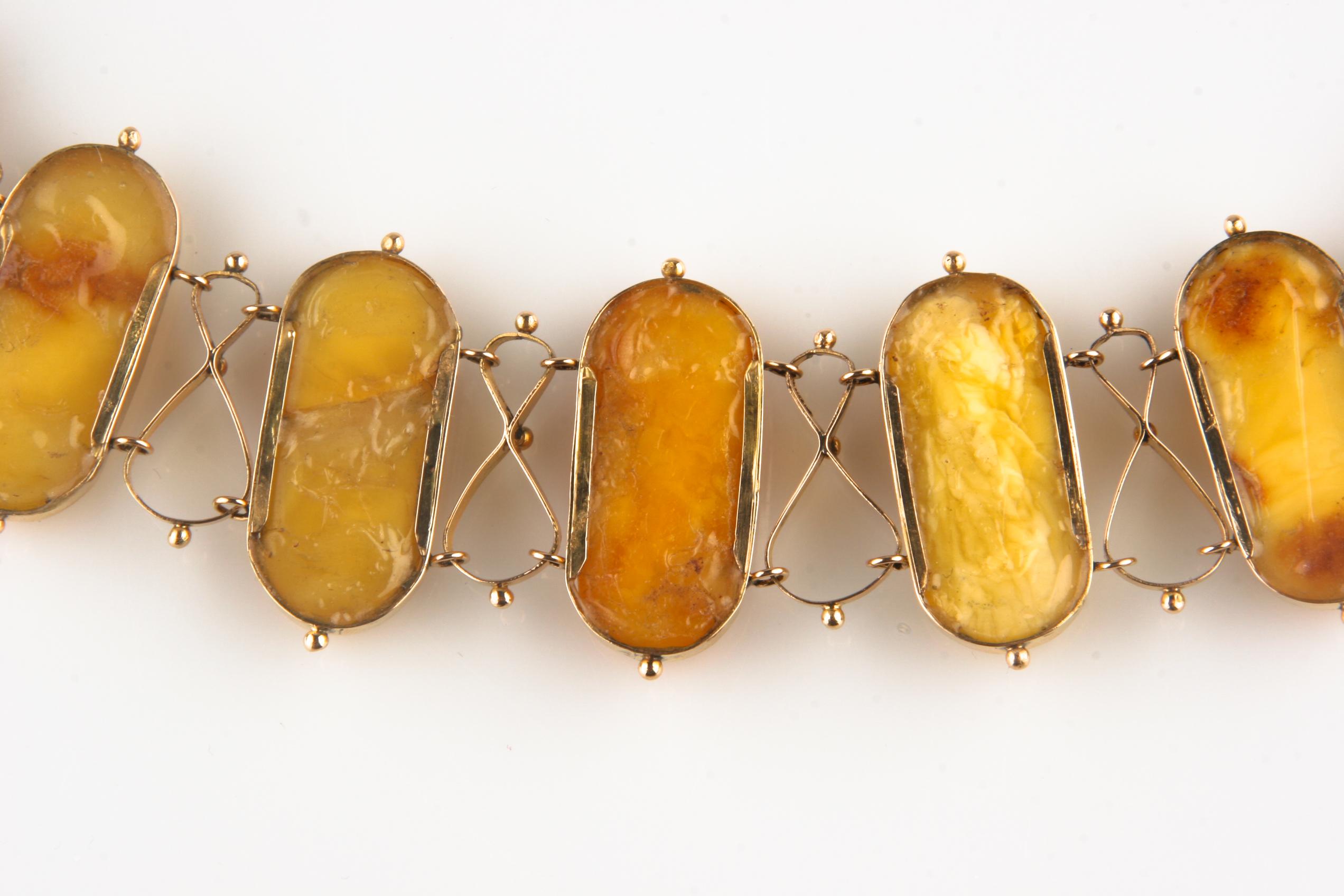 Butterscotch Halskette und Armband aus Gelbgold mit natürlichem Bernstein in Gelbgold im Angebot 4