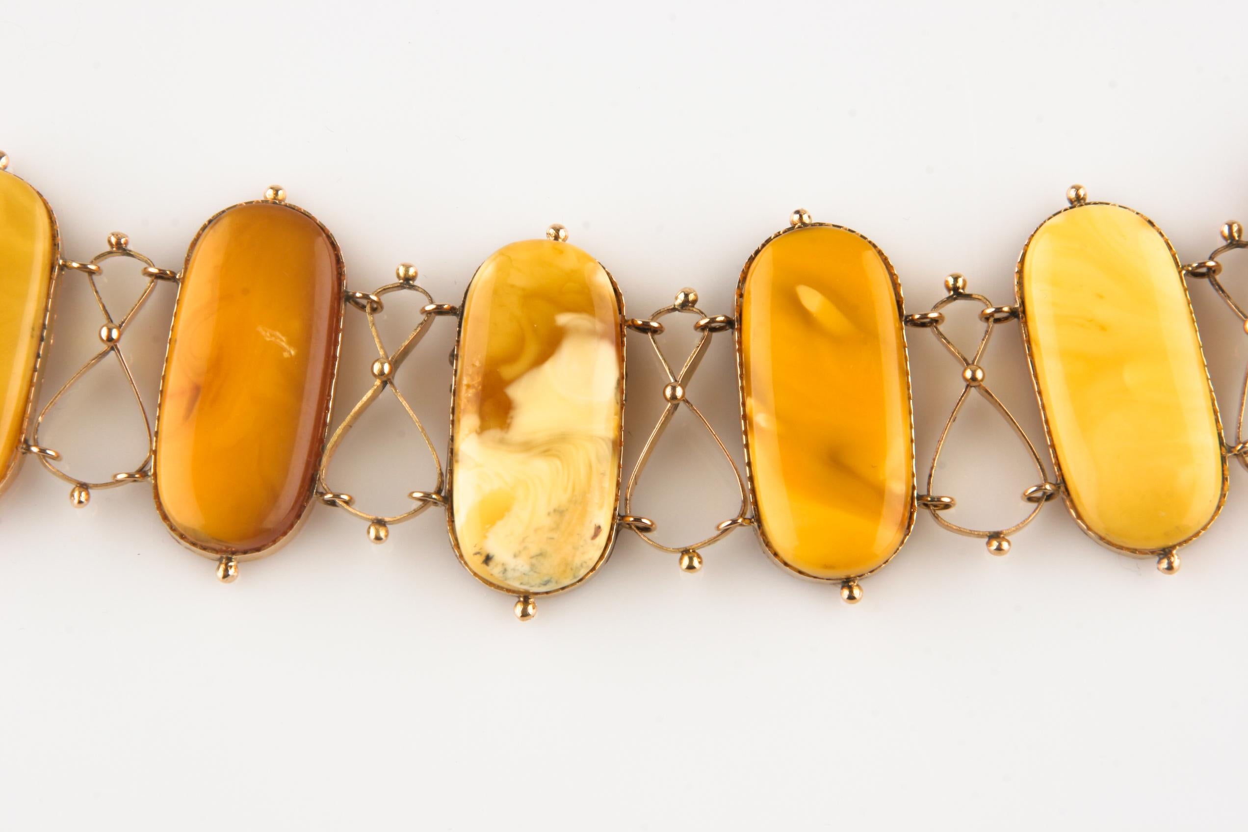Butterscotch Halskette und Armband aus Gelbgold mit natürlichem Bernstein in Gelbgold im Angebot 5