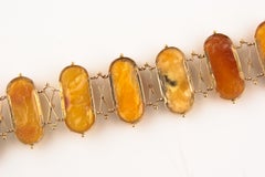 Butterscotch Natural Amber Necklace and Bracelet Set in Yellow Gold