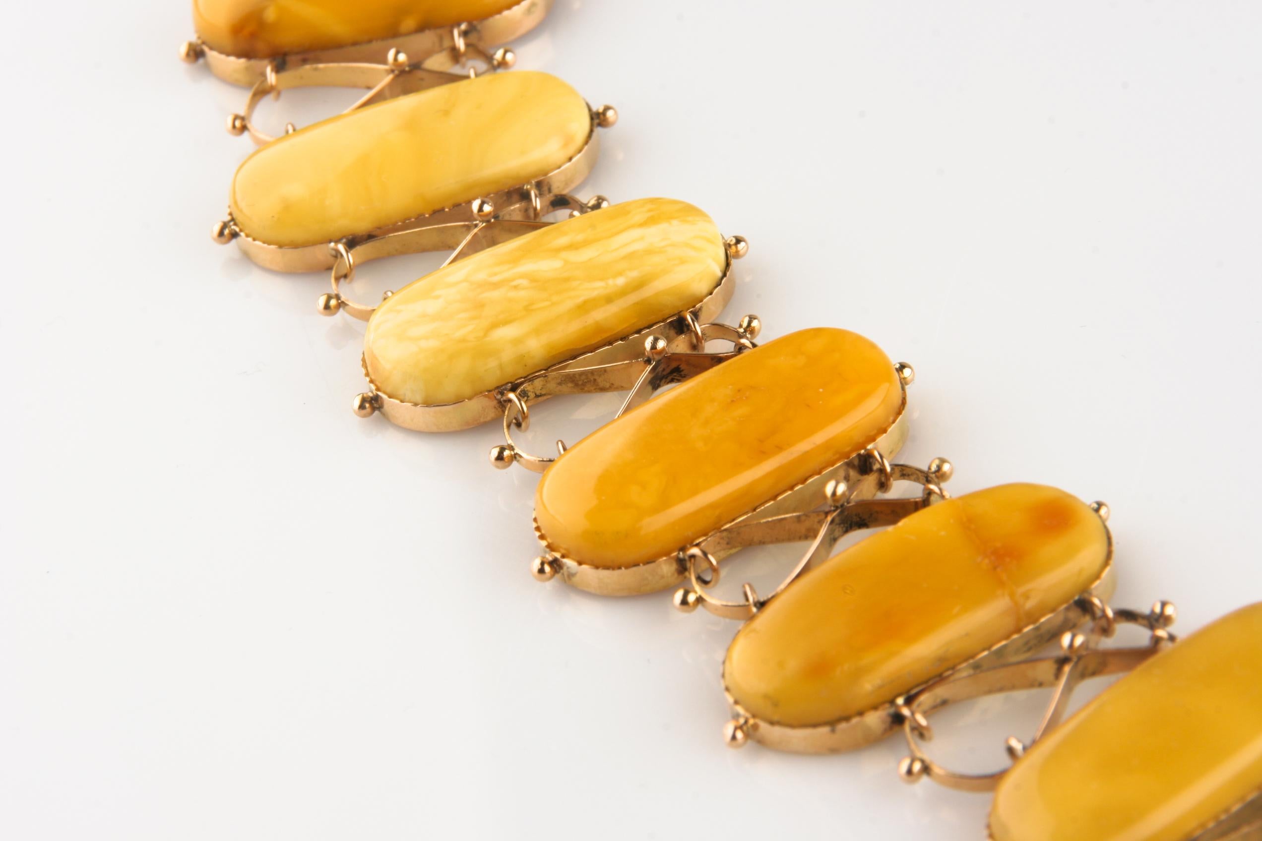 Butterscotch Halskette und Armband aus Gelbgold mit natürlichem Bernstein in Gelbgold im Angebot 3
