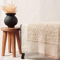 Butterscotch Plush Handloom Merino Throw in White Butter Cream Hues