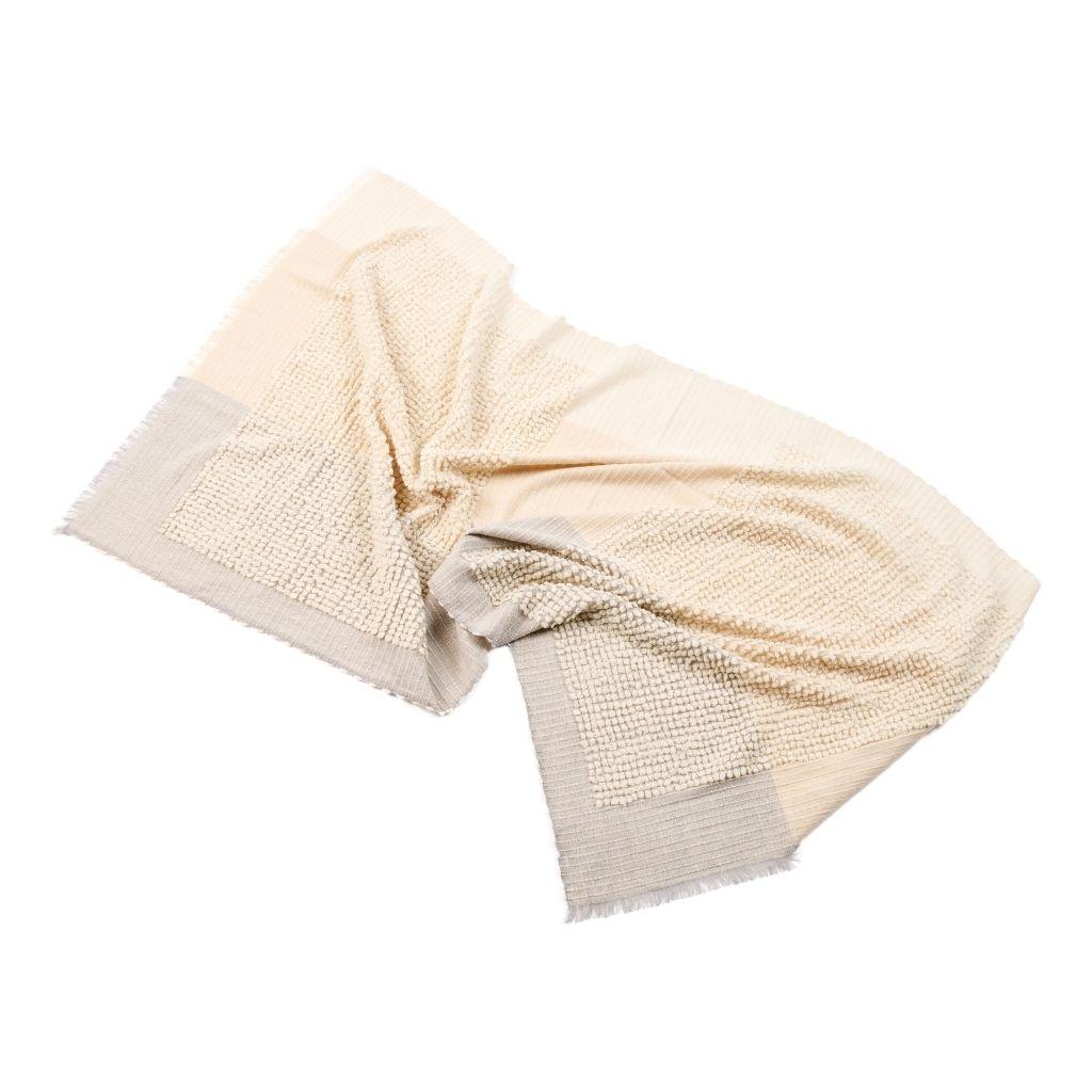 Hand-Woven Butterscotch Plush Handloom Merino Throw in White Butter Cream Hues For Sale