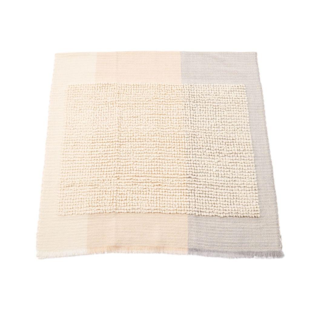 Butterscotch Plush Handloom Merino Throw in White Butter Cream Hues For Sale 6