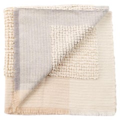 Butterscotch Plush Handloom Merino Throw in White Butter Cream Hues