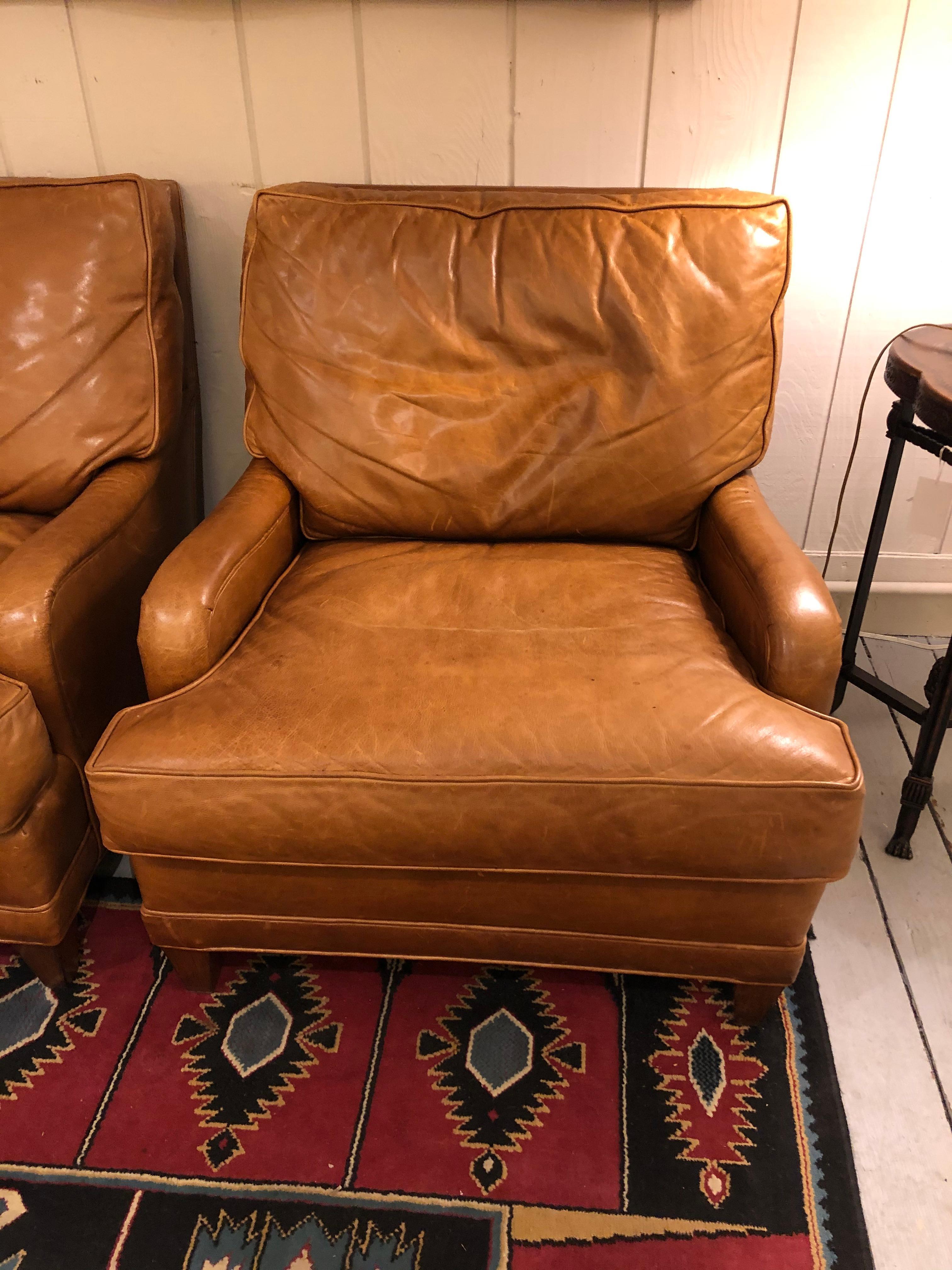 caramel leather chairs